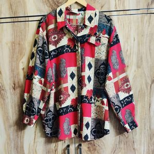 Red Printed Shirt Size-48