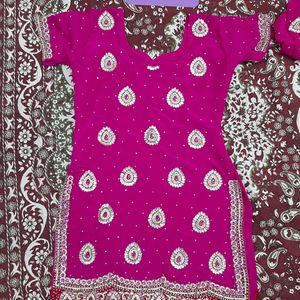 Hot Pink Colour Magenta Suit Salwar With Dupatta