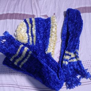 Blue Cute Cap Scarf