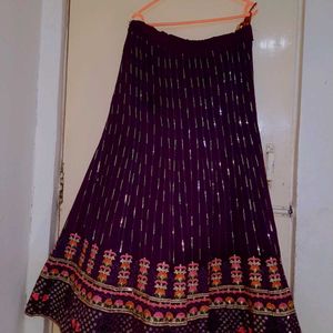 Women Sequin Purple Lahnga Choli