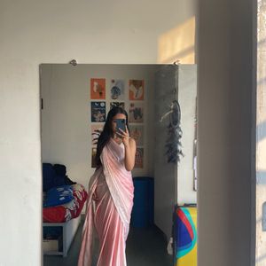 Sari In Two Shades Of Pink