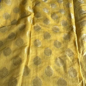 Kota Silk Yellow Saree With Pink Blouse