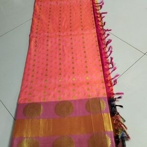 Peach Pink Soft Silk Saree...