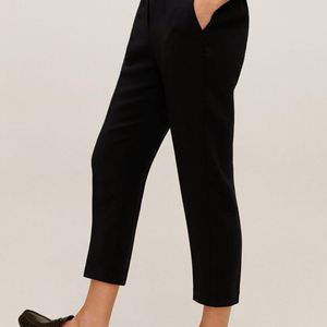 Mango Straight Fit Formal Cropped Trousers