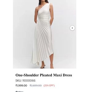 (Negotiable) One-Shoulder Pleated Maxi Dress