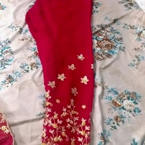 Beautiful Designer Red Suit Heavy Jari Aur Stone W