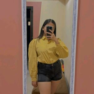 Mustard Puffy Sleeves Top (M)