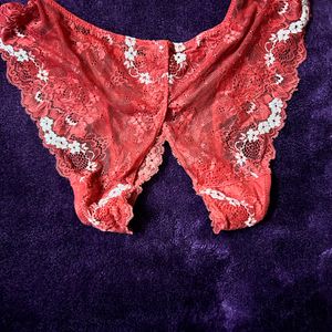 Front Open Red Lace Panty