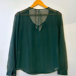 Forest Green Sheer Formal Top