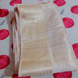 Nude Colour Saree With Attached Blouse Piece