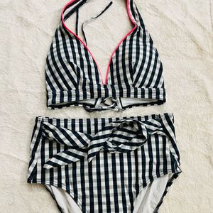 Black N White Check Bikini Set