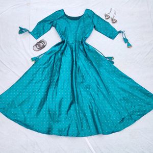 Inddus Teal Blue Anarkali Kurti