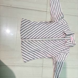 Stretchable Stripe Shirt With Flaws/ Wit Stains