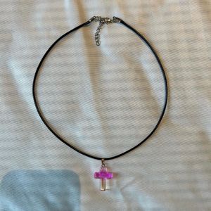 y2k pink cross necklace
