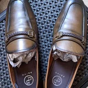 Genuine Leather Olive Patina Penny Loafers