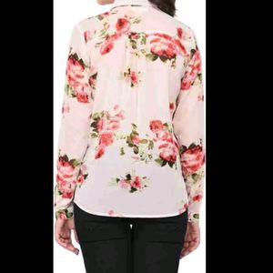 Light Beige Colour Floral Print Shirt For Girls