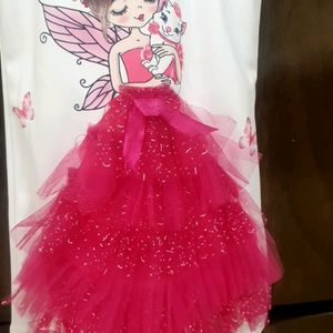 White and Pink Frock Frill On DOLL Dress