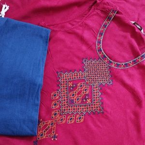 Embroidered Maroon Colour Kurta With Legging