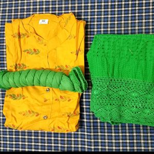 Cotton Kurti With Chiken Kari Pant