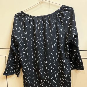 Black Bow Printed Shirt