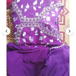 Women New Purple Alia Cut Suit Set Pant Kurti With