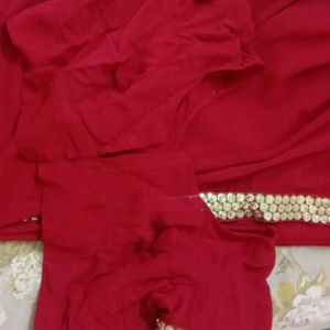 Maroon Colour Saree Golden Chamki Border