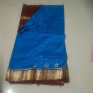 Blue Maroon Kanjivaram Silk Saree