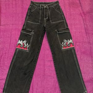 Pocket Wide Leg Jeans