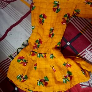 Homemade Full Set Yellow Flower Kurta With Palazzo