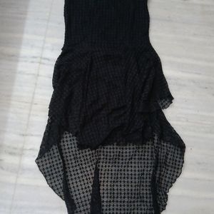 Black Net Frock Style Top Or Dress With Goldn Belt