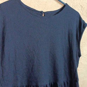 Ladies Fashion Top Sleeveless Flared Navy Blue