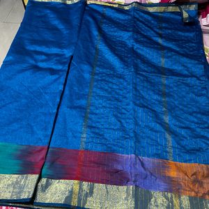 Beautiful Peacock Blue Saree