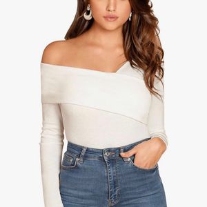 Shein Cross Wrap Asymmetrical Neck Ribbed Top