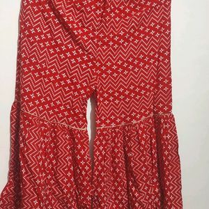 Red Sharara Suit With Dupatta For Girl 8-10 Year