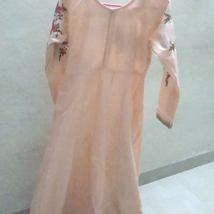 Peach Colour Anarkali Dress For Festive wear.