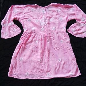 Chikankari Pink Kurti