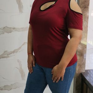 Asymmetrical maroon top