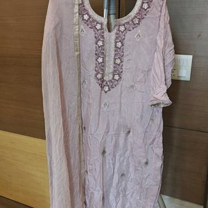 Beautiful 3 Piece Banarasi Work Pink Suit