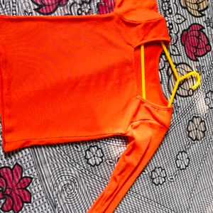 Orange Square Neck Top