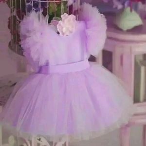 Fancy Lavender Soft Net Baby Girl Frok