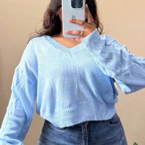 Baby Blue V Neck Pullover