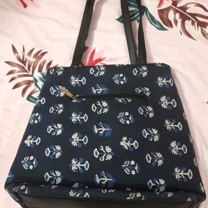 New Handblock Printed Indigo PuLeather Totebag 💙