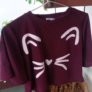 Maroon Mickey Tshirt For Women