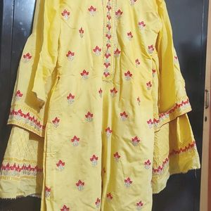 Yellow Sharara Suit With Dupatta 36 Bust