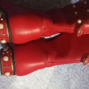 Girls Kids Long Leather Boots