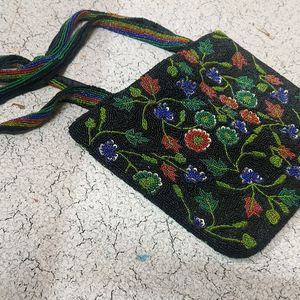 Black Embroidery Beaded Bag