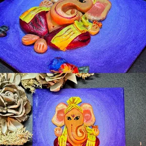 3D Clay Ganesha On Canvas