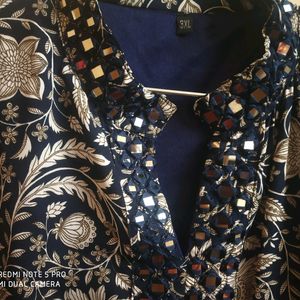 Navy Blue Long Kurti