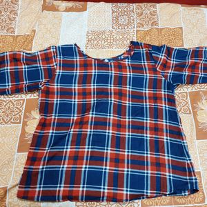 Red And Blue Chequered Women's Top