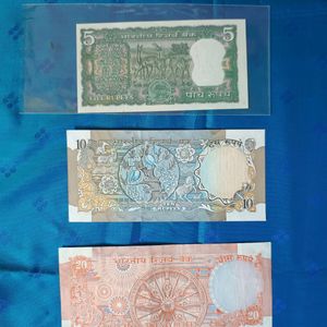 5 Rs Deer, 10Rs Peacock , 20Rs Chakra Indian Notes